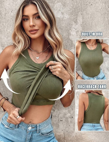 ekouaer-crop-top-damen-twist-ripp-mit-bh-royal image 7