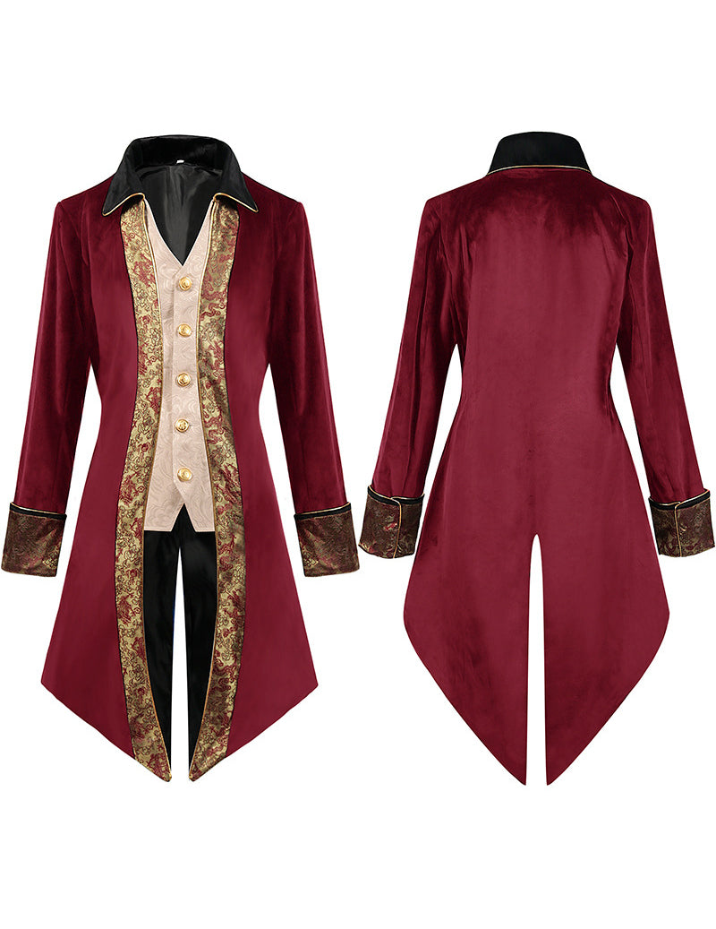 ekouaer-men-frack-jacke-gehrock-gold-schwarz-elegant image 3