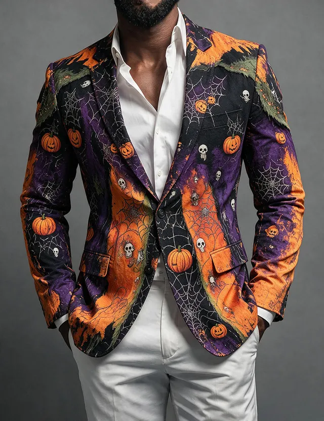 ekouaer-men-halloween-blazer-herren-samt-sakko-k-rbis-print image 1
