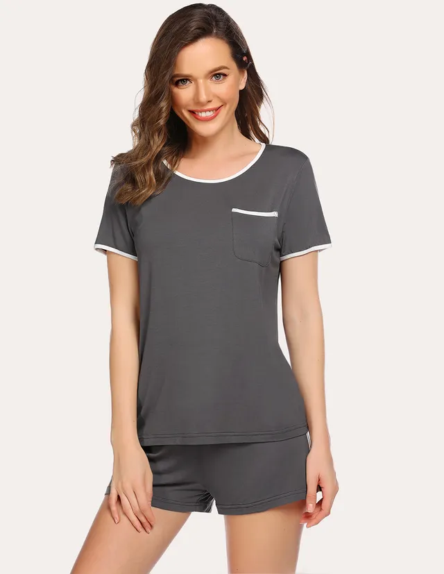 ekouaer-pajama-sets-shorts-pyjama-dunkelgrau-m-kurzarm image 1