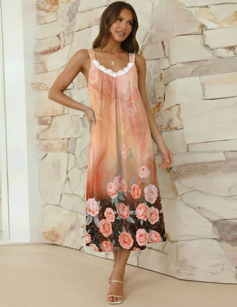 ekouaer-nightgowns-lace-v-neck-nachthemd-lang-spitze image 1