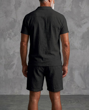 ekouaer-men-leinen-set-herren-polo-kurzarm-shorts-wei image 7