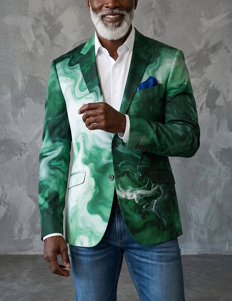 ekouaer-men-blazer-green-marble-slim-fit-sakko-gr-n image 1