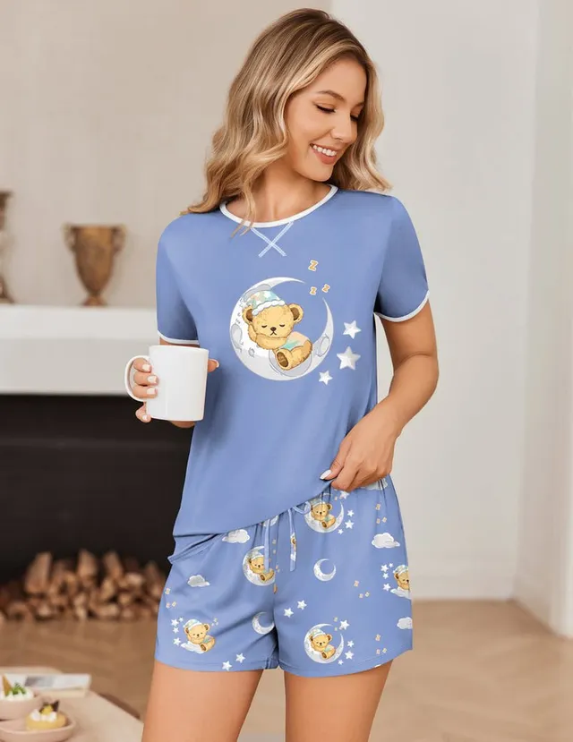 ekouaer-casual-short-set-pyjama-kurz-2-teilig-rayon image 1