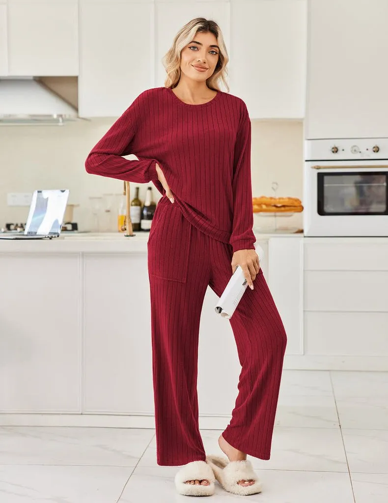 ekouaer-pajama-sets-ribbed-pyjama-langarm-2-teilig-warm image 1