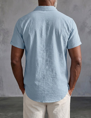 ekouaer-men-kurzarm-leinenhemd-button-down-hellgr-n image 5