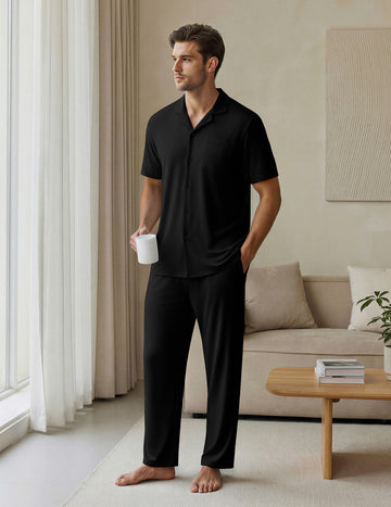 ekouaer-pajama-sets-classic-button-down-pyjama-herren-lang image 7