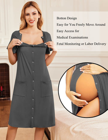 ekouaer-maternity-3-in-1-stillnachthemd-geburtskleid-mit-kn-pfen image 3