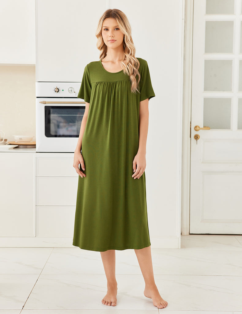 ekouaer-nightgowns-bambus-nachthemd-kurzarm-midi image 1