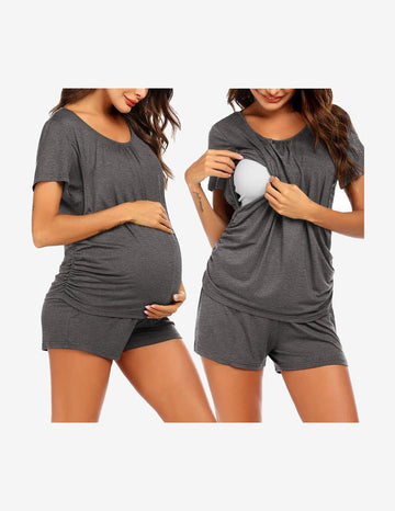 ekouaer-maternity-still-schlafanzug-mit-shorts-zum-stillen image 7