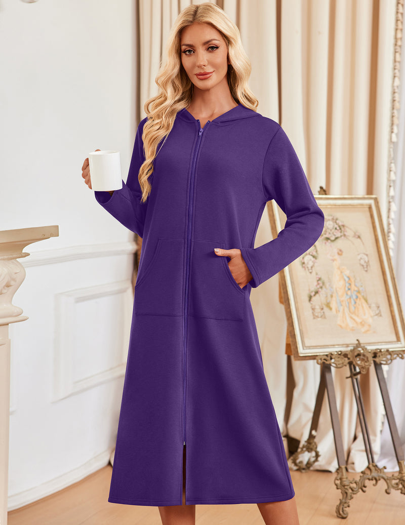 ekouaer-robes-bademantel-kapuze-zip-navy-blue-s-xxl image 4
