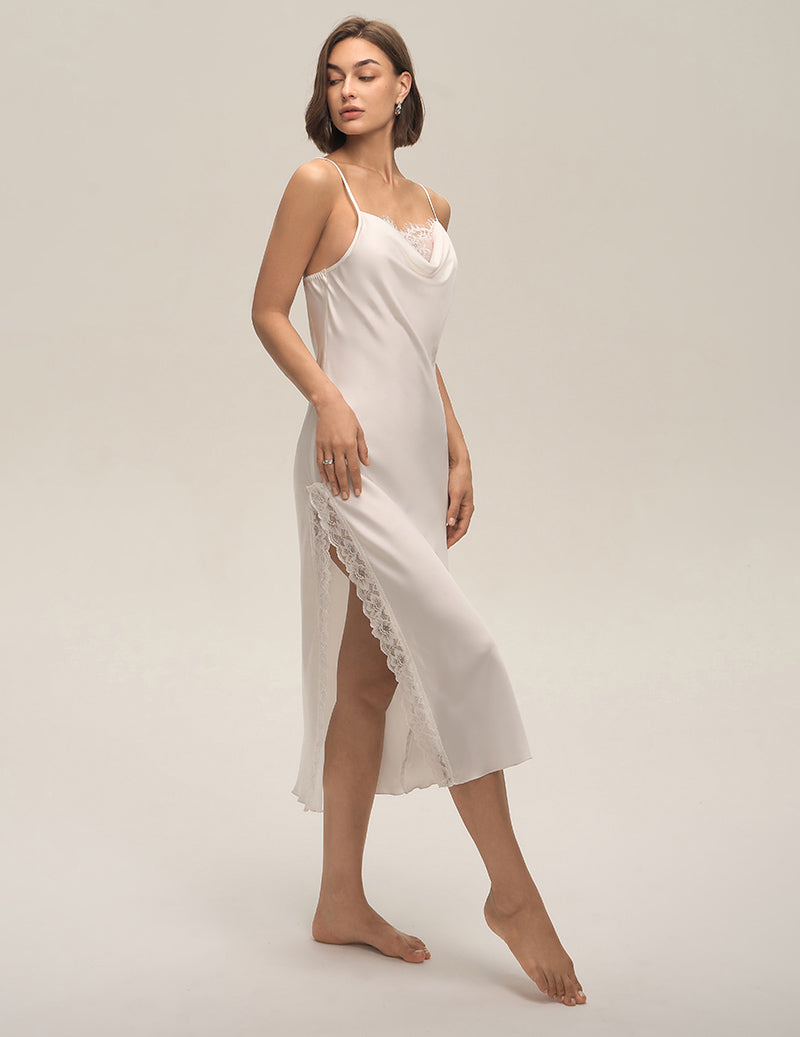 ekouaer-nightgowns-satin-nachthemd-wei-spitze-midi image 2