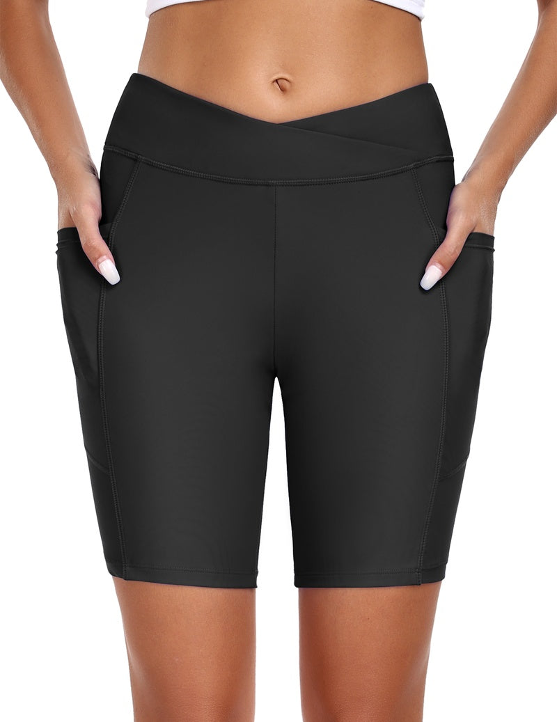 ekouaer-badeshorts-damen-high-waist-upf-50-taschen image 2