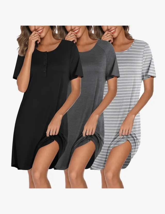 ekouaer-nightgowns-nachthemd-3er-pack-kurzarm-knopfleiste image 1