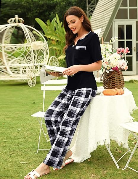 bresdk-pyjamas-set-pyjama-kariert-kurzarm-mit-langer-hose image 4