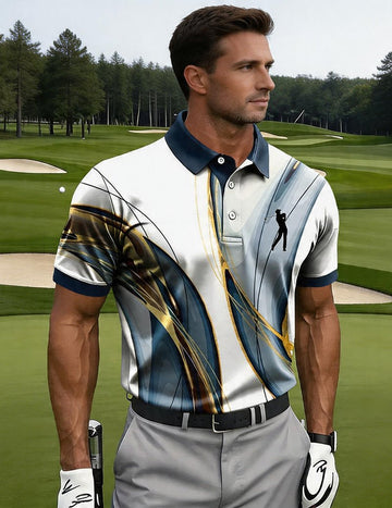 ekouaer-men-polo-white-gold-swirl-polohemd-wei image 7