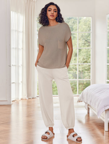 ekouaer-pajama-sets-versatile-knit-2-piece-schlafanzug-2-teilig-mit-taschen image 5