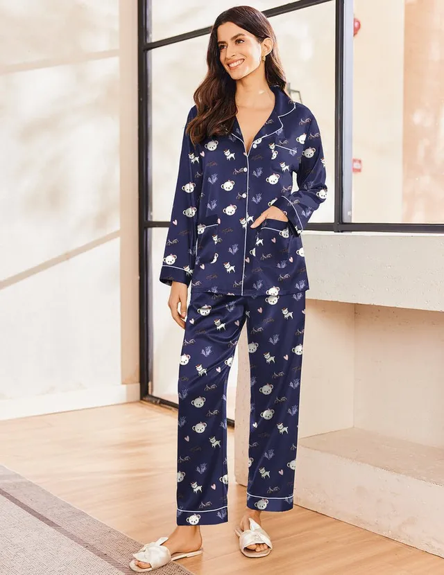 ekouaer-pajama-sets-teddy-satin-schlafanzug-knopf image 1