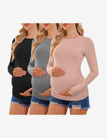 ekouaer-maternity-umstandsshirt-langarm-3er-pack-daumenloch image 7