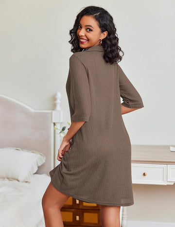 ekouaer-robes-bademantel-damen-waffel-rei-verschluss image 3