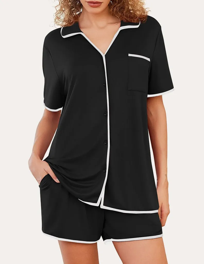 ekouaer-pajama-sets-schlafanzug-kontrast-mit-knopfleiste image 1