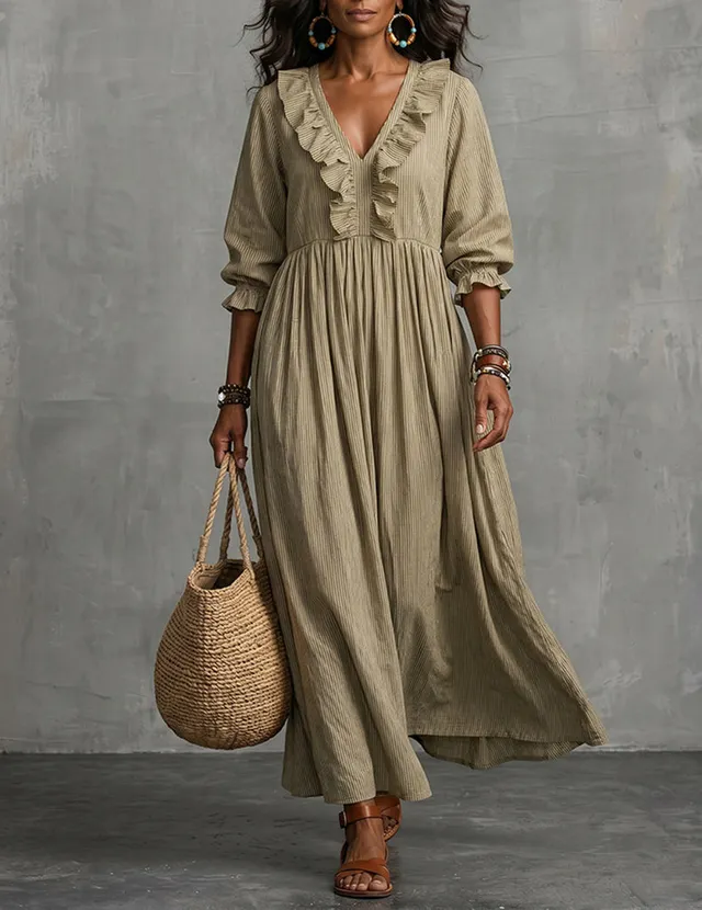 ekouaer-nightgowns-r-schen-maxikleid-v-ausschnitt-matcha-gr-n image 1