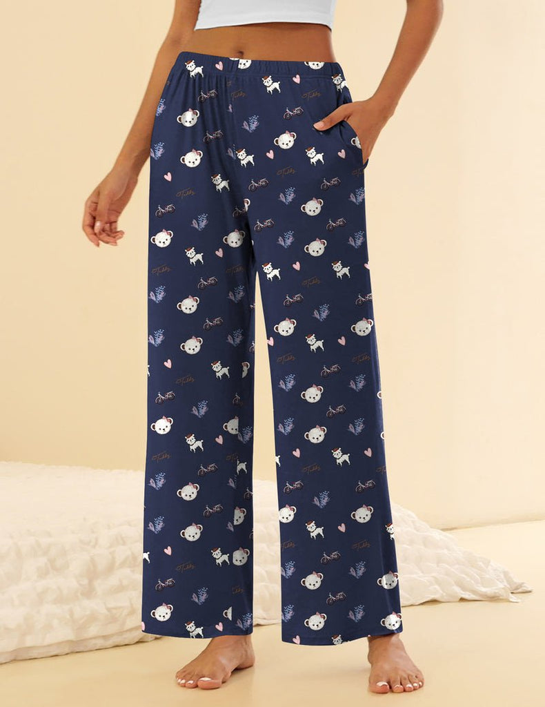 ekouaer-schlafanzughose-damen-weit-teddy-pl-sch-taschen image 1