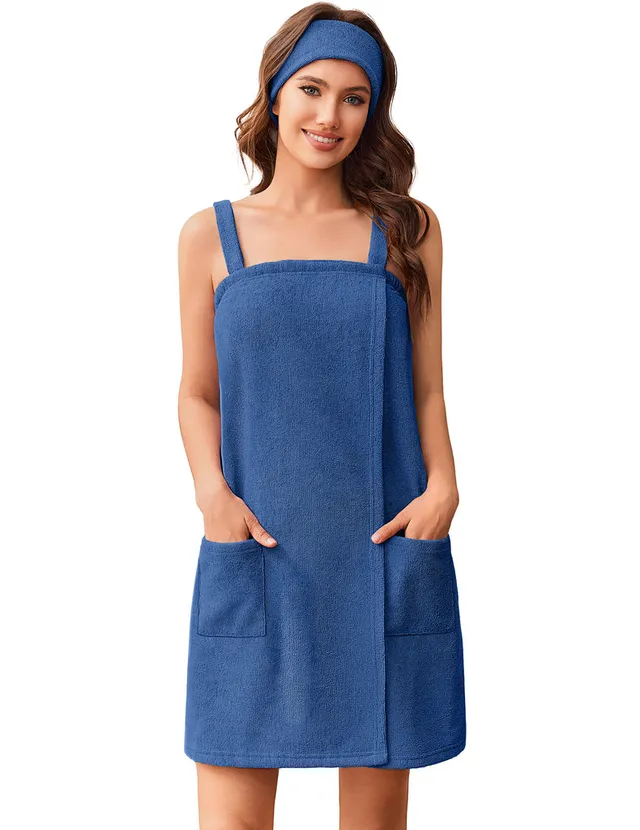 ekouaer-robes-frottee-saunawickel-wickelhandtuch-mit-stirnband image 1