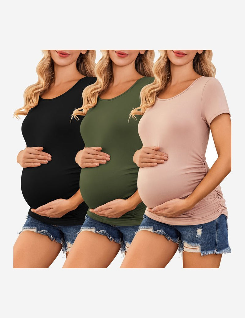 ekouaer-maternity-umstandsshirt-3er-pack-kurzarm-ger-schte-seite image 1