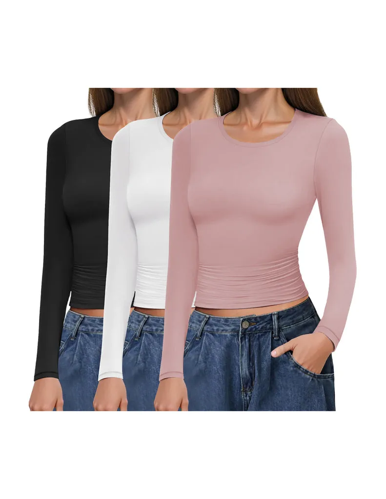 ekouaer-pajama-sets-langarmshirt-3er-pack-gerafft-slim-fit image 1