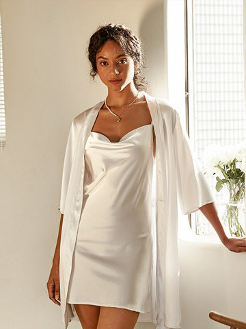 ekouaer-robes-satin-robe-mit-nachthemd-3-4-arm image 5