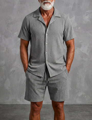 ekouaer-men-camp-collar-set-hemd-shorts-gestreift image 7