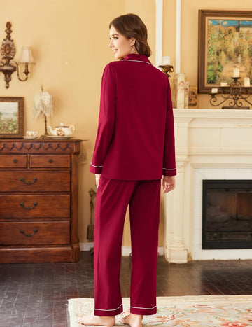 ekouaer-pajama-sets-cotton-long-sleeve-button-down-pyjama-baumwolle image 7