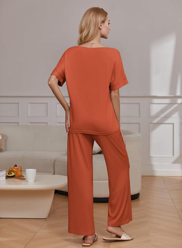 ekouaer-pajama-sets-schlafanzug-kurzarm-2-teilig-polyester image 5