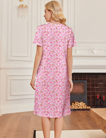 ekouaer-nightgowns-nachthemd-baumwolle-kurzarm-knielang image 5