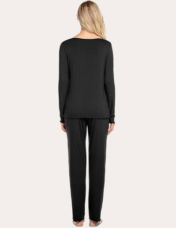 ekouaer-pajama-sets-ruched-v-neck-pyjama-set-langarm-stretch image 7