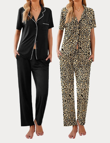 ekouaer-pajama-sets-2er-pack-pyjama-knopfleiste-lange-hose image 4