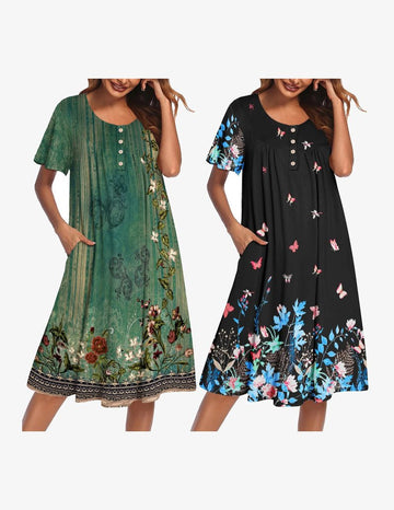 ekouaer-nightgowns-mumu-nachthemd-2er-pack-floral-plus image 5