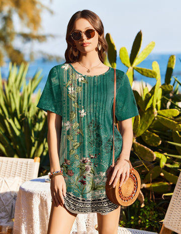 ekouaer-swimwear-strandkleid-kurzarm-taschen image 3
