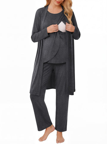 ekouaer-maternity-3-teiler-stillpyjama-set-morgenmantel-3teilig image 5