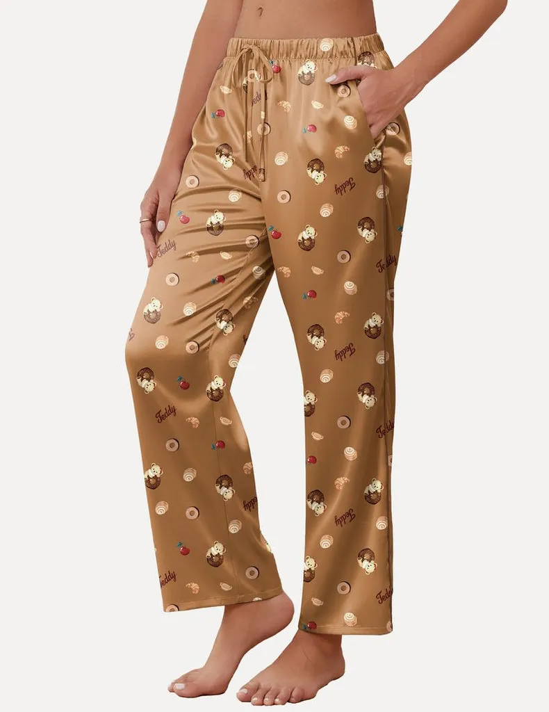 ekouaer-teddy-satin-pants-schlafhose-wide-leg-kordelzug-taschen image 1