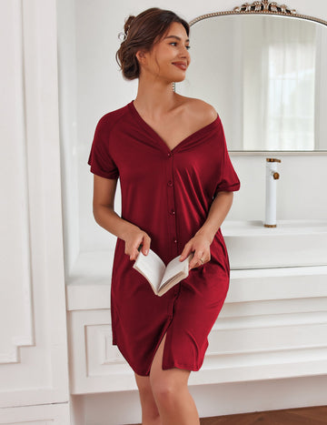 ekouaer-nightgowns-nachthemd-v-ausschnitt-mit-kn-pfen image 4