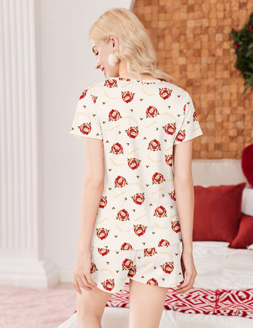 ekouaer-pajama-sets-teddy-shorty-schlafanzug-kurz-v-ausschnitt image 3