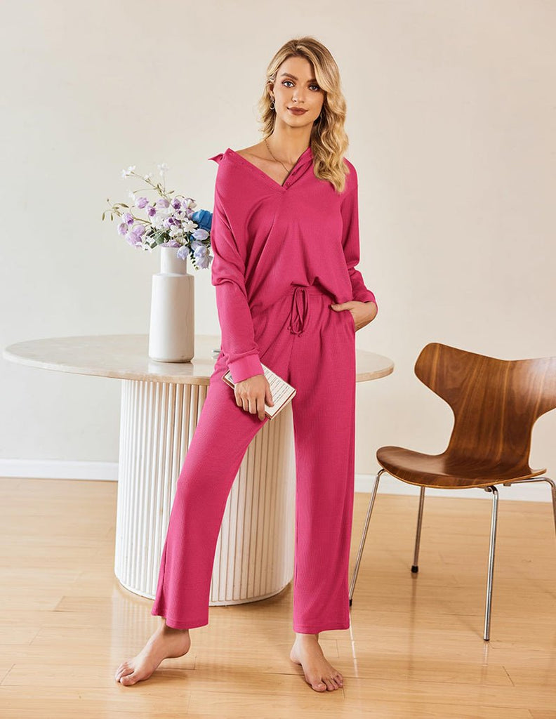 ekouaer-pajama-sets-comfy-waffle-knit-pajamas-set-pyjama-waffel image 1