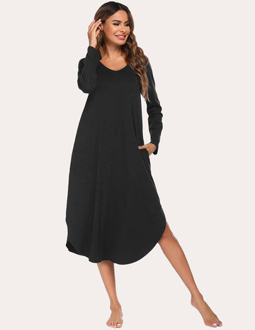 ekouaer-nightgowns-nachthemd-locker-mit-tasche-bequem image 5