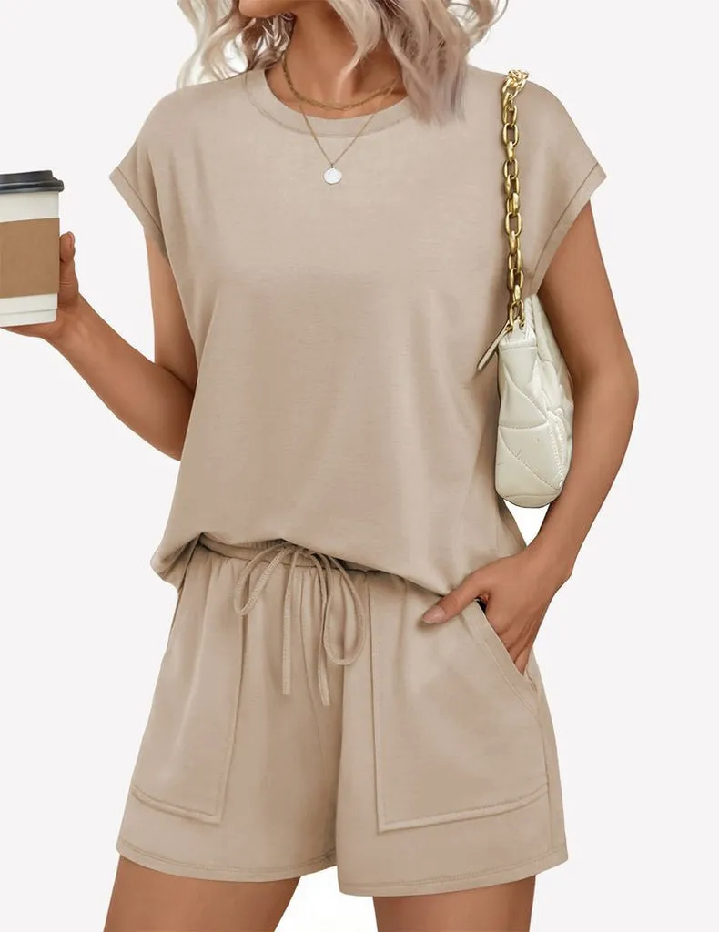 ekouaer-pajama-sets-lounge-short-schlafanzug-kurz-taschen image 1