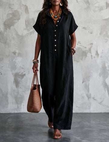 ekouaer-jumpsuits-overall-kurzarm-weit-schwarz-polyester image 5