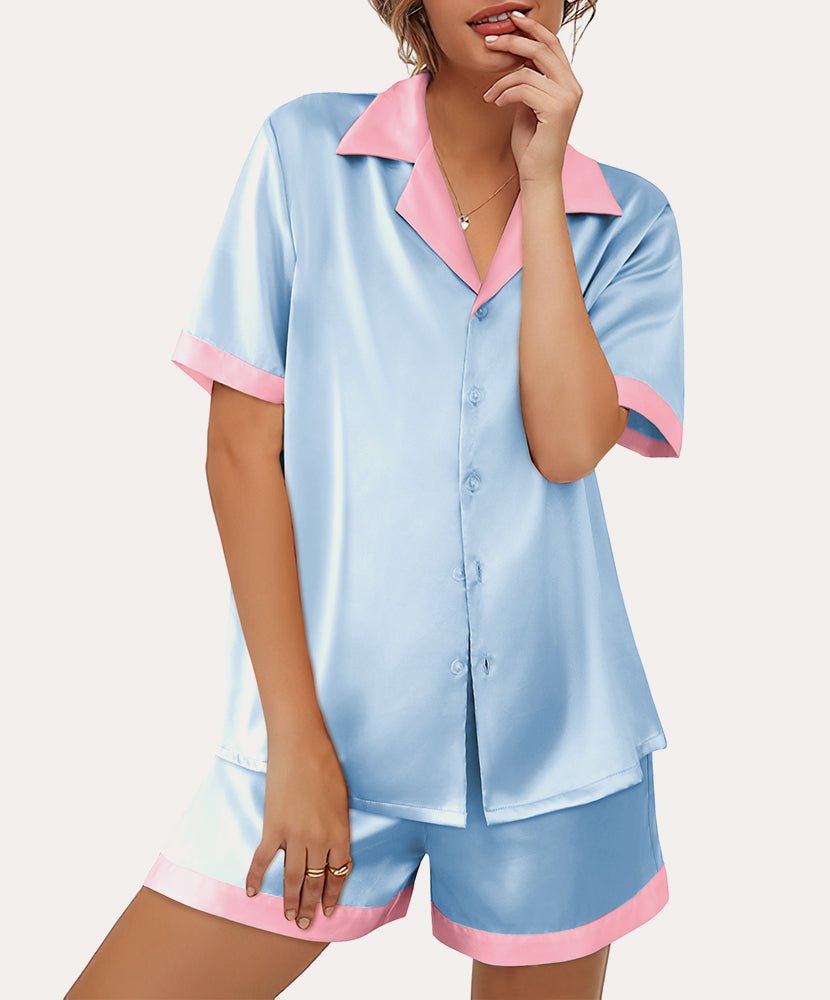 ekouaer-pajama-sets-satin-pyjama-shorts-knopfleiste-2 image 1