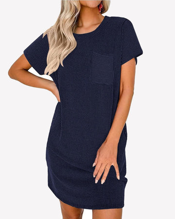 ekouaer-nightgowns-rippen-streifen-sleepshirt-kurzarm image 5