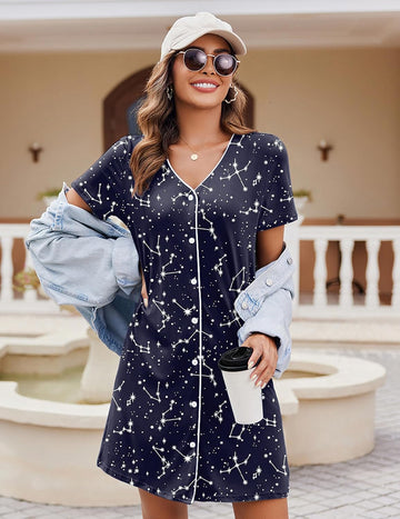 ekouaer-nightgowns-knopf-nachthemd-kurzarm-v-ausschnitt image 7